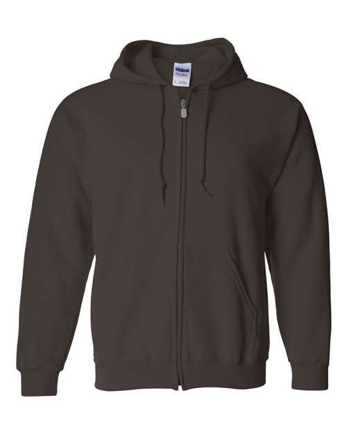 Gildan Heavy Blend Full Zip Hooded Sweatshirt in Dark Chocolate
