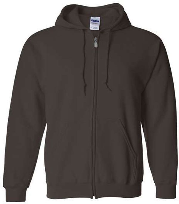 Am image of a Custom Gildan Heavy Blend Full Zip Hooded Sweatshirt in Dark Chocolate!