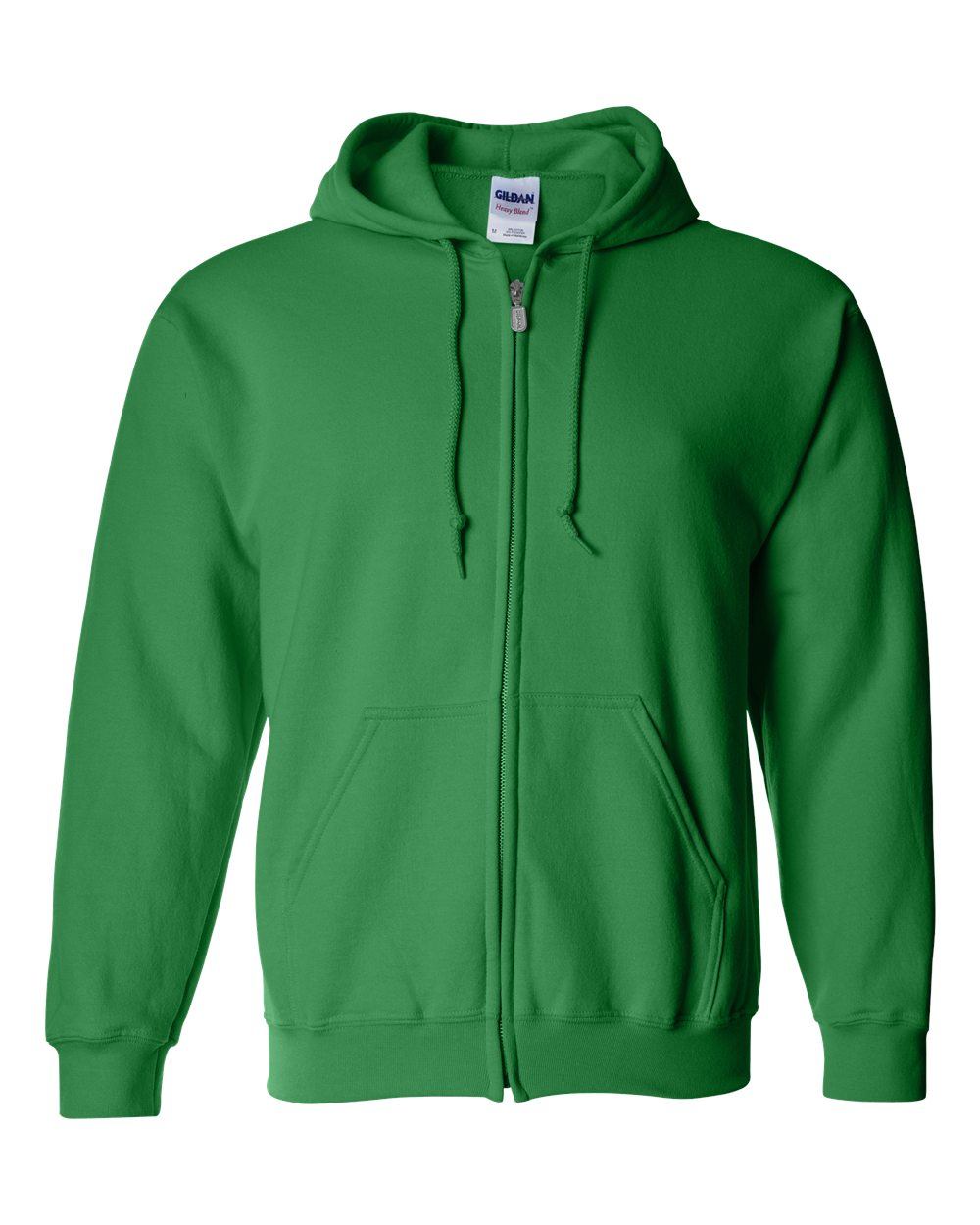 Gildan Heavy Blend Full Zip Hooded Sweatshirt in Irish Green