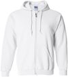 Am image of a Custom Gildan Heavy Blend Full Zip Hooded Sweatshirt in White!