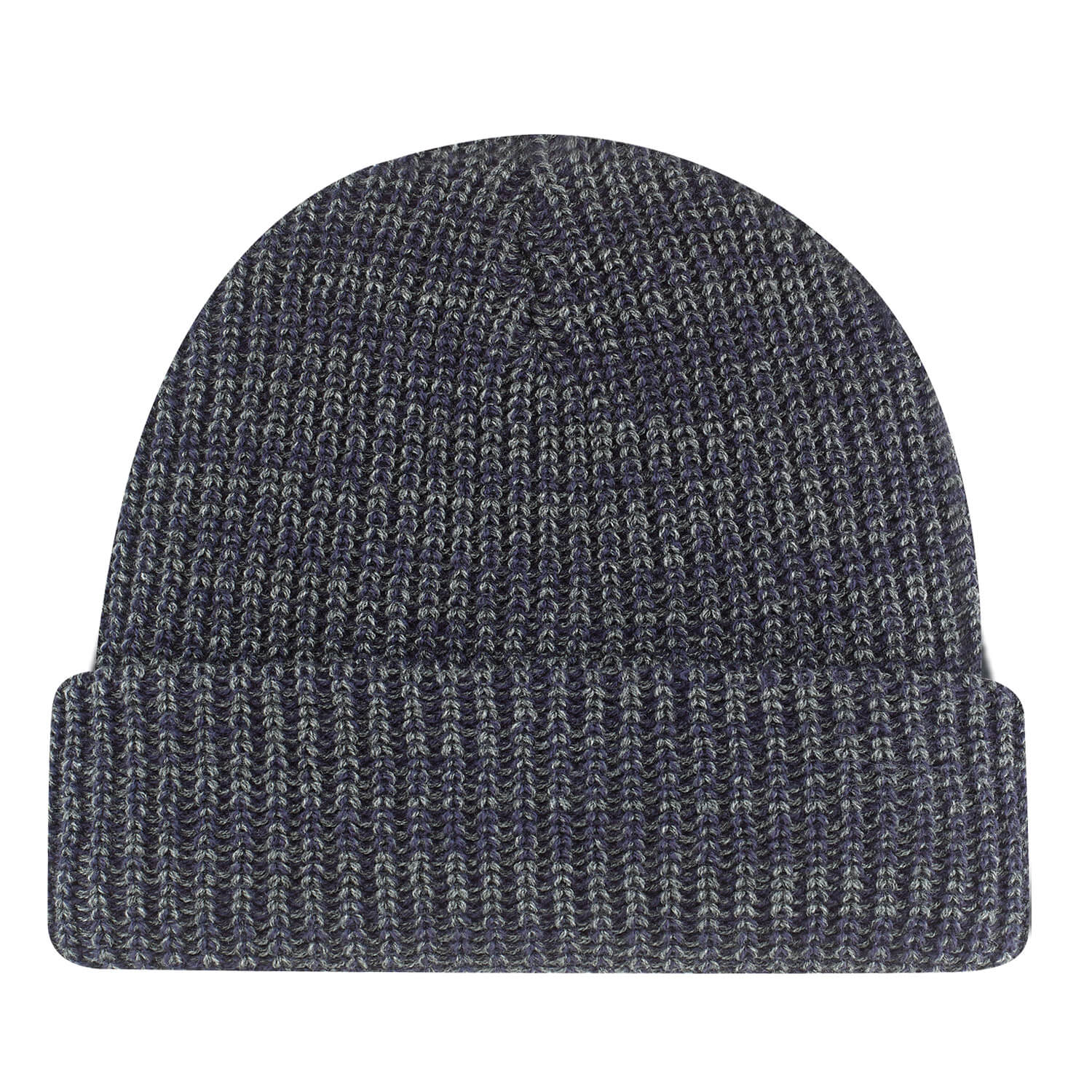 AJM Chunky Acrylic Cuff Toque in Navy/Dark Grey