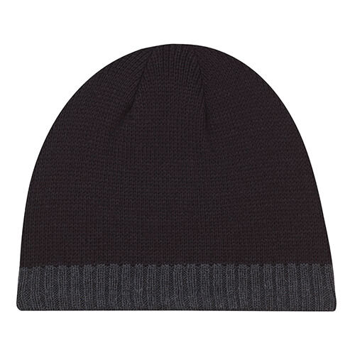 AJM Acrylic Stripe Micro Fleece Board Toque in Black/Charcoal