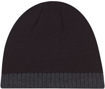 Am image of a Custom AJM Acrylic Stripe Micro Fleece Board Toque in Black/Charcoal!