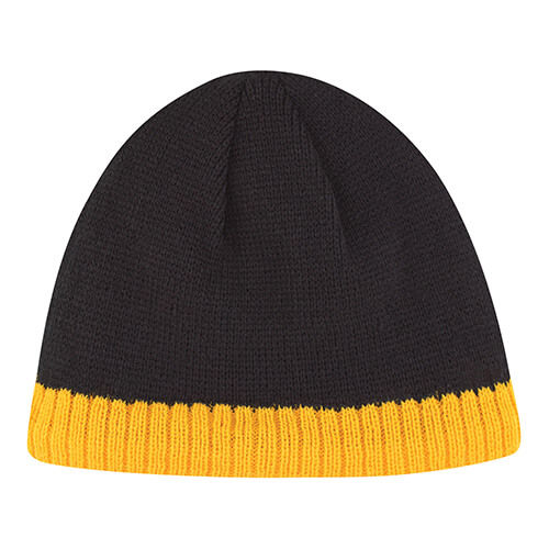 AJM Acrylic Stripe Micro Fleece Board Toque in Black/Gold