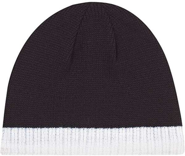 Am image of a Custom AJM Acrylic Stripe Micro Fleece Board Toque in Black/White!