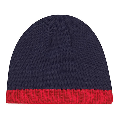 AJM Acrylic Stripe Micro Fleece Board Toque in Navy/Red