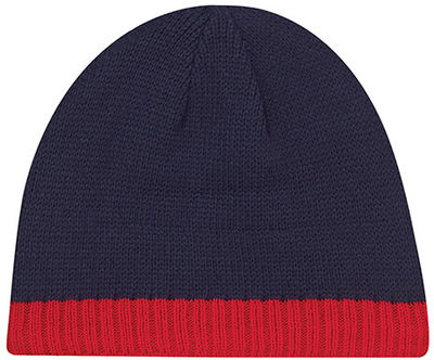 Am image of a Custom AJM Acrylic Stripe Micro Fleece Board Toque in Navy/Red!