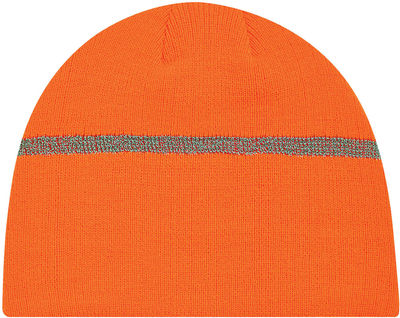 Am image of a Custom AJM Acrylic Reflective Safety Board Toque in Fluorescent Orange/Reflective Grey!