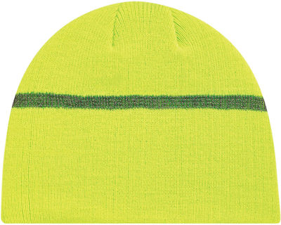 Am image of a Custom AJM Acrylic Reflective Safety Board Toque in Safety Green/Reflective Grey!