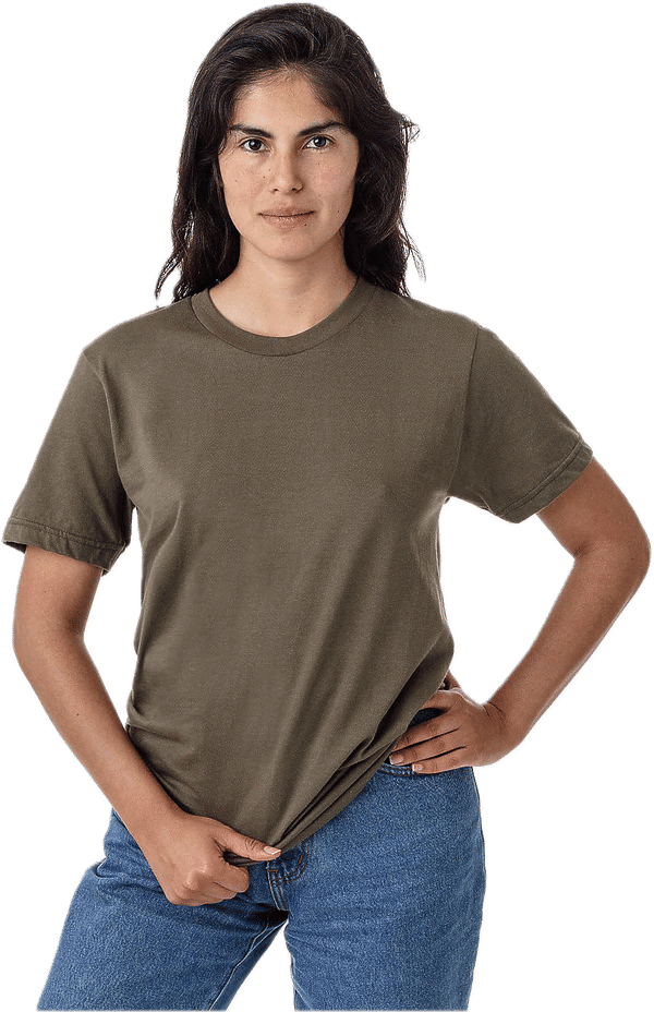 Am image of a Custom Los Angeles Apparel Classic Fine Jersey Tee in Army!