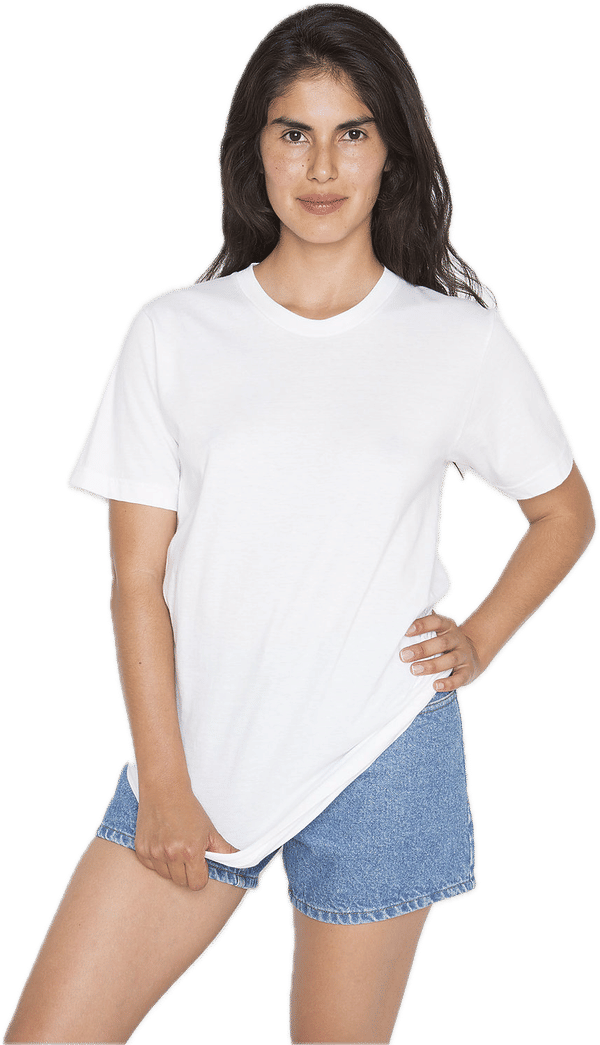 Am image of a Custom Los Angeles Apparel Classic Fine Jersey Tee in White!