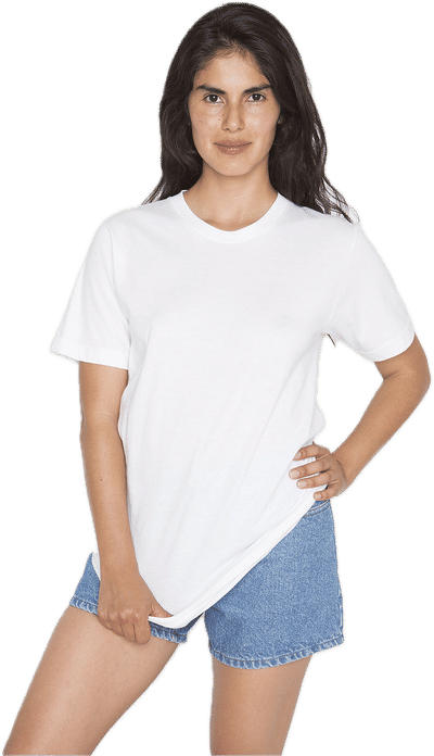Am image of a Custom Los Angeles Apparel Classic Fine Jersey Tee in White!