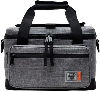 Am image of a Custom Herschel Pop Quiz 12 Can Cooler in Raven Crosshatch!