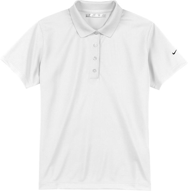 Am image of a Custom Nike Tech Basic Dri FIT Ladies Polo in White!