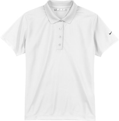 Am image of a Custom Nike Tech Basic Dri FIT Ladies Polo in White!