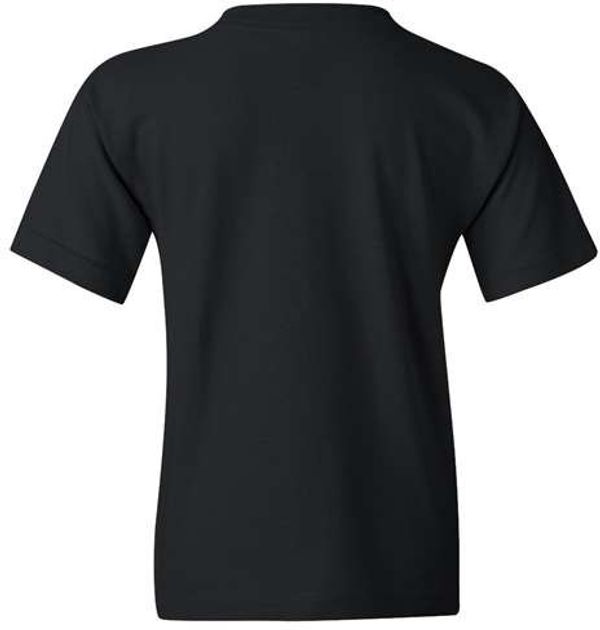 Am image of a Custom Gildan Heavy Cotton Youth T Shirt in Black!