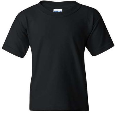 Am image of a Custom Gildan Heavy Cotton Youth T Shirt in Black!