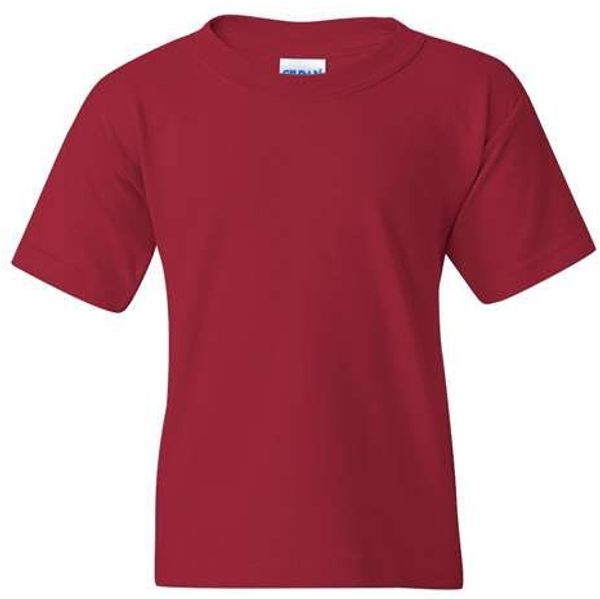 Am image of a Custom Gildan Heavy Cotton Youth T Shirt in Cardinal!