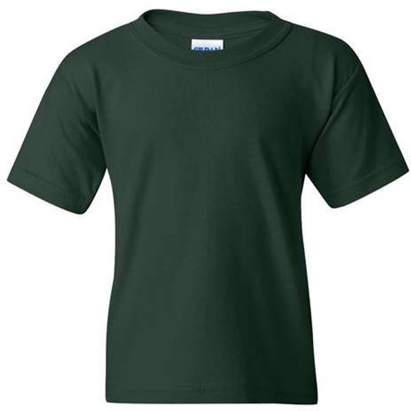 Am image of a Custom Gildan Heavy Cotton Youth T Shirt in Forest Green!