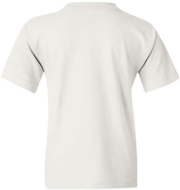 Am image of a Custom Gildan Heavy Cotton Youth T Shirt in White!