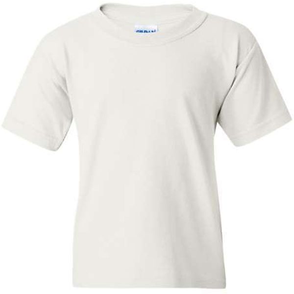Am image of a Custom Gildan Heavy Cotton Youth T Shirt in White!