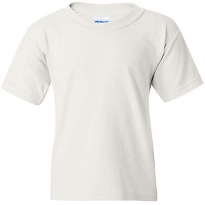 Am image of a Custom Gildan Heavy Cotton Youth T Shirt in White!