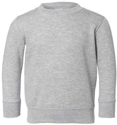 Am image of a Custom Rabbit Skins Toddler Fleece Crewneck Sweatshirt in Heather!