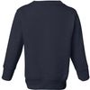 Am image of a Custom Rabbit Skins Toddler Fleece Crewneck Sweatshirt in Navy!