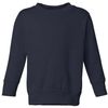 Am image of a Custom Rabbit Skins Toddler Fleece Crewneck Sweatshirt in Navy!