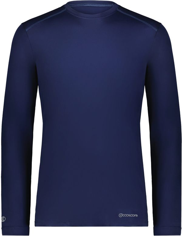 Am image of a Custom Holloway Youth Coolcore Essential Long Sleeve Tee in Navy!