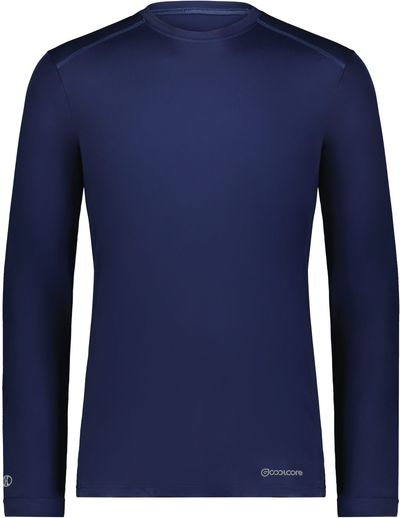 Am image of a Custom Holloway Youth Coolcore Essential Long Sleeve Tee in Navy!