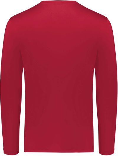 Am image of a Custom Holloway Youth Coolcore Essential Long Sleeve Tee in Scarlet!