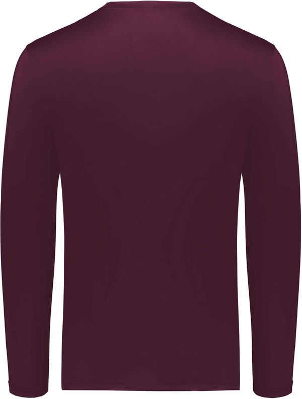 Am image of a Custom Holloway Coolcore Essential Long Sleeve Tee in Maroon!