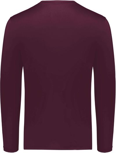 Am image of a Custom Holloway Coolcore Essential Long Sleeve Tee in Maroon!