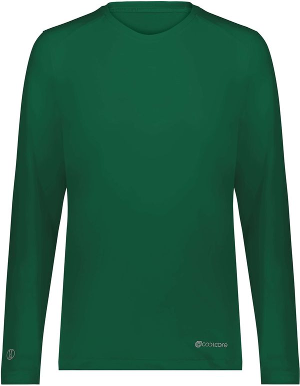 Am image of a Custom Holloway Ladies Coolcore Essential Long Sleeve Tee in Dark Green!