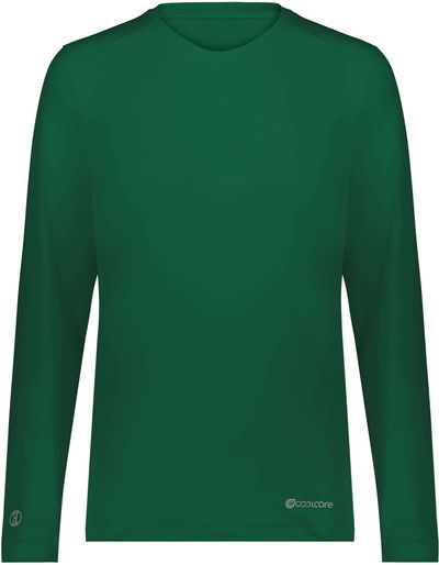 Am image of a Custom Holloway Ladies Coolcore Essential Long Sleeve Tee in Dark Green!