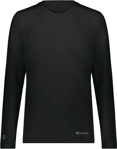 Am image of a Custom Holloway Ladies Coolcore Essential Long Sleeve Tee in Black!