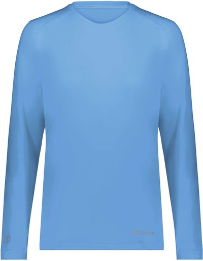Am image of a Custom Holloway Ladies Coolcore Essential Long Sleeve Tee in Columbia Blue!