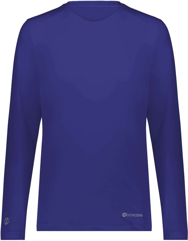 Am image of a Custom Holloway Ladies Coolcore Essential Long Sleeve Tee in Purple!