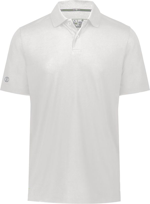 Am image of a Custom Holloway Repreve Eco Polo in White!