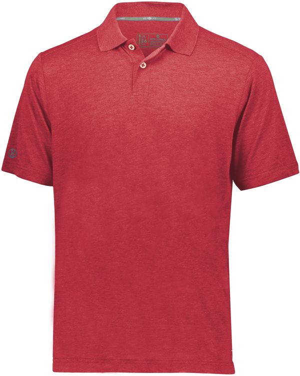 Am image of a Custom Holloway Repreve Eco Polo in Scarlet Heather!