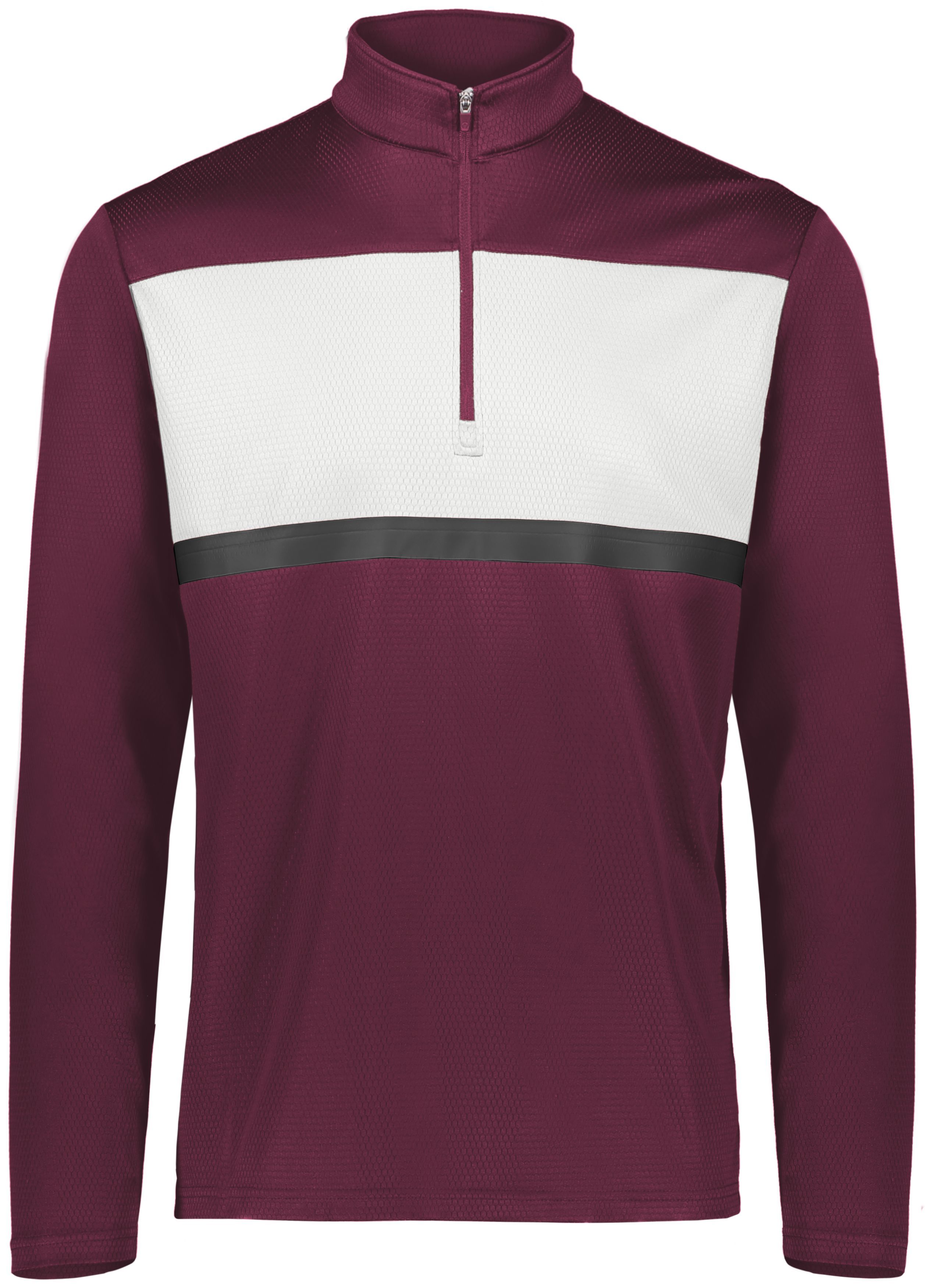 Holloway Prism Bold Quarter Zip Pullover in Maroon/White