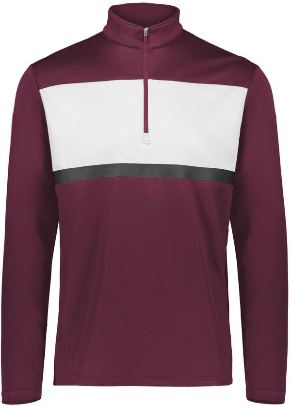 Am image of a Custom Holloway Prism Bold Quarter Zip Pullover in Maroon/White!