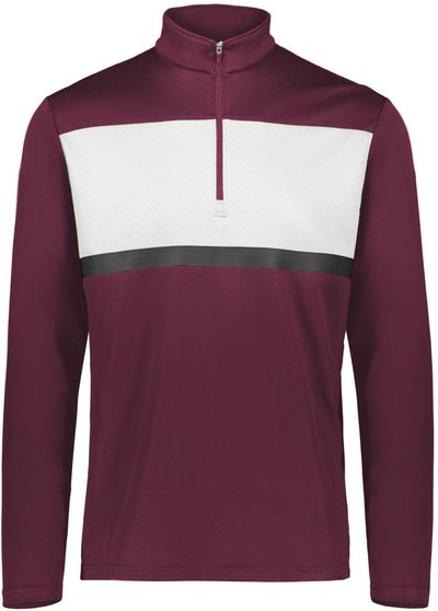 Am image of a Custom Holloway Prism Bold Quarter Zip Pullover in Maroon/White!