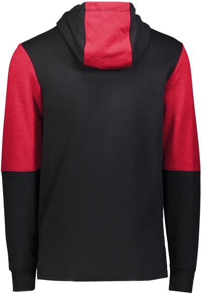 Am image of a Custom Holloway Youth All American Team Hoodie in Black/Scarlet Heather!