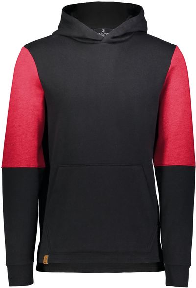 Am image of a Custom Holloway Youth All American Team Hoodie in Black/Scarlet Heather!