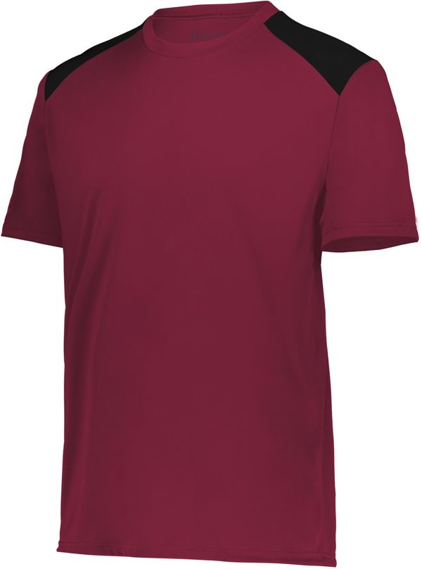 Am image of a Custom Holloway Youth Momentum Team Tee in Maroon/Black!