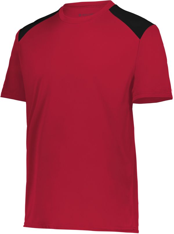 Am image of a Custom Holloway Youth Momentum Team Tee in Scarlet/Black!