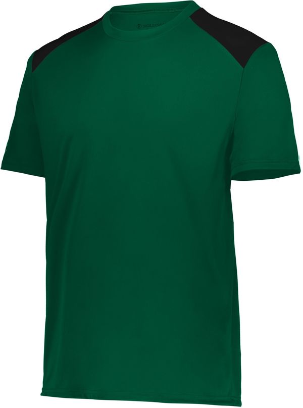 Am image of a Custom Holloway Youth Momentum Team Tee in Dark Green/Black!