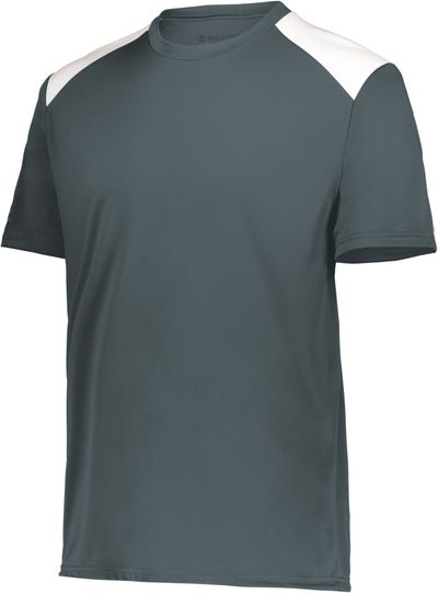 Am image of a Custom Holloway Youth Momentum Team Tee in Iron/White!